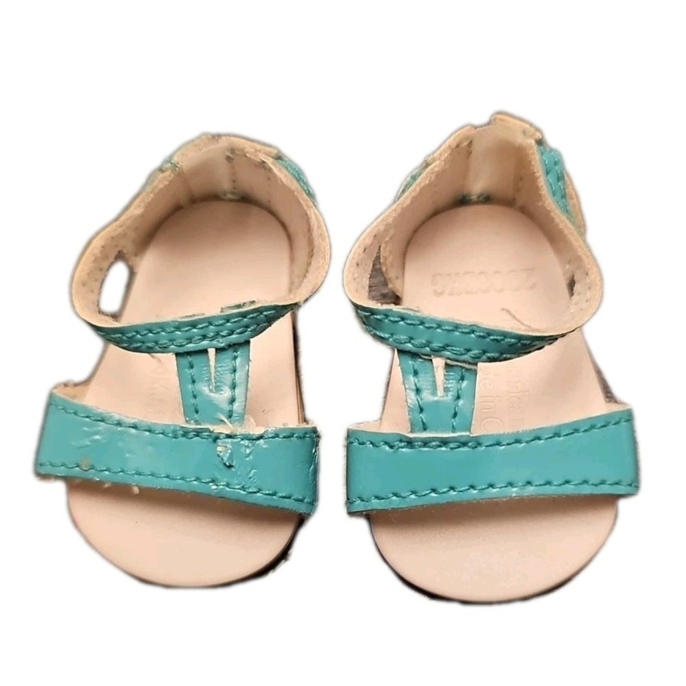 American Girl Doll Blue Vinyl Slip On Sandals Shoes 1186MJ 2906BKG 18in Doll